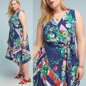 Anthropologie Spirited Midi Wrap Dress Maeve